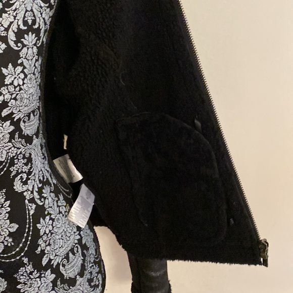 Michael Kors Lamb Wool Leather Jacket Coat Black S - Picture 9 of 12